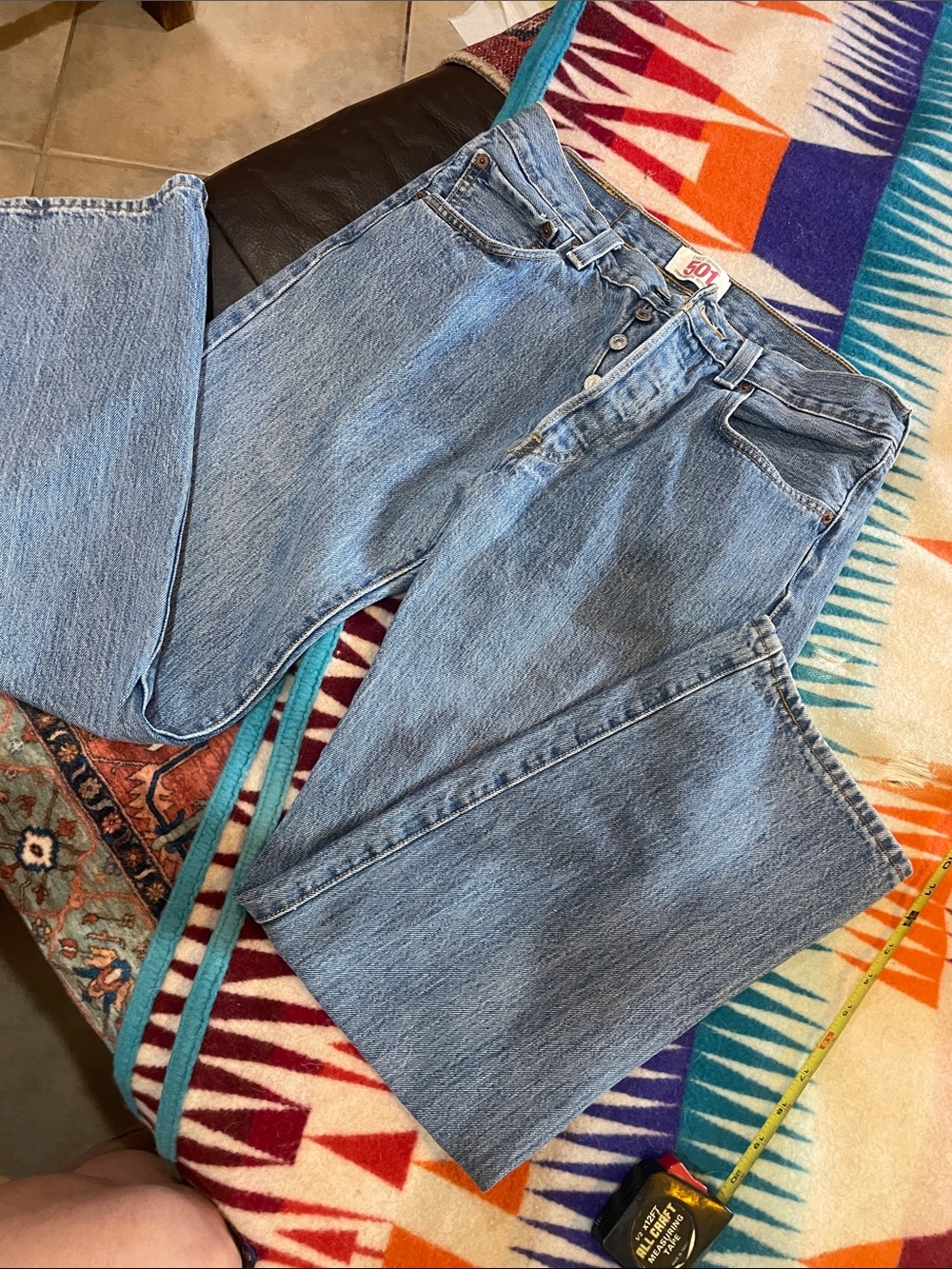 Levi's 501 Button Fly Light Blue Straight Leg Jeans no stains